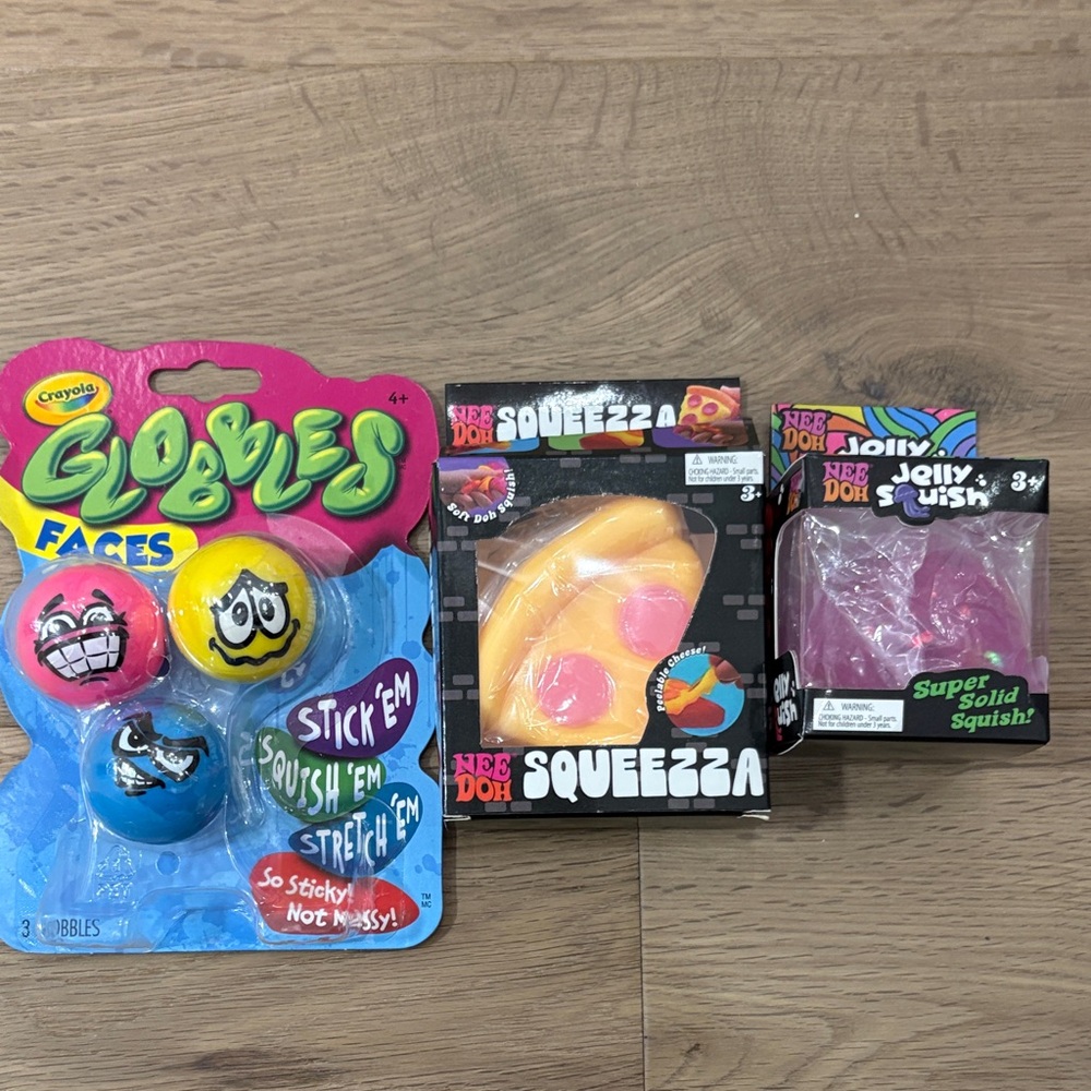 Crayola Globbles Faces Sticky Squish Balls — Pink, Yellow, Blue